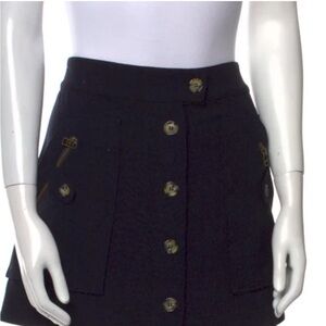 Veronica Beard Black Button Skater Skirt